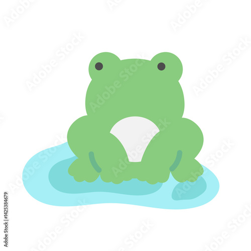 カエル  水溜り  イラスト