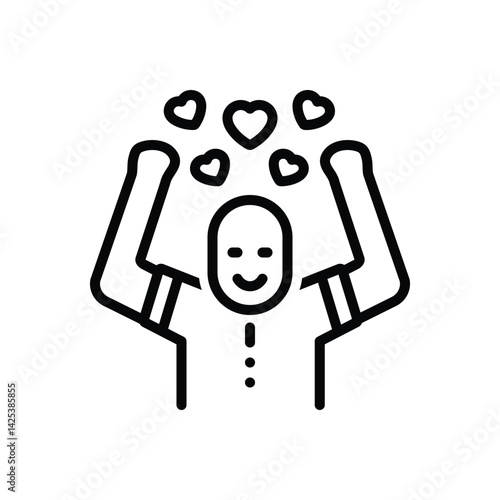Black line icon for happy