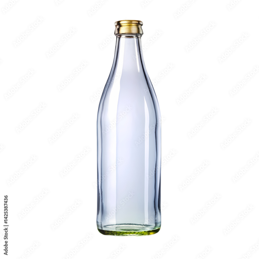 Empty Glass Bottle: Clear, Transparent, Beverage Container Empty Glass Bottle: Clear, Transparent, Beverage Container