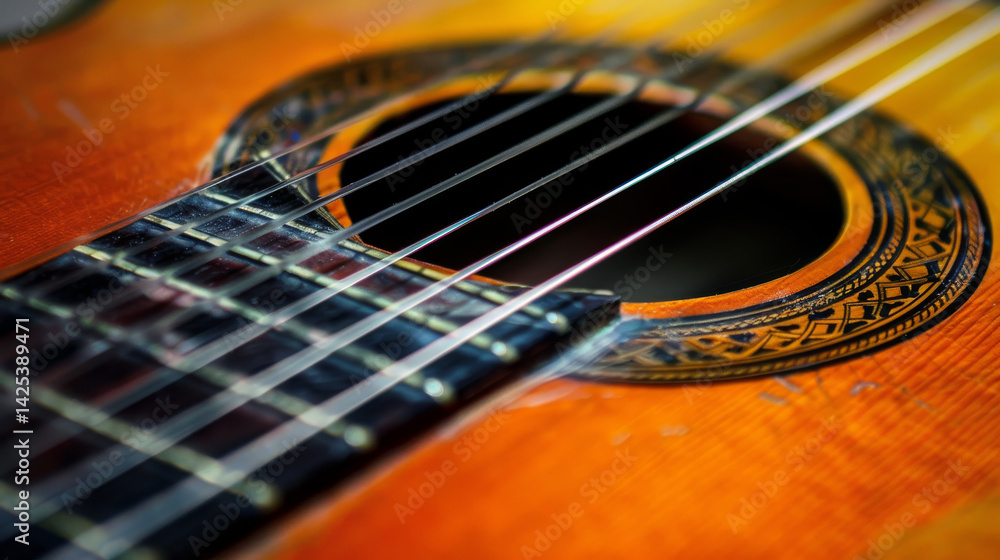 Fototapeta premium Guitar Strings and Neck Focus