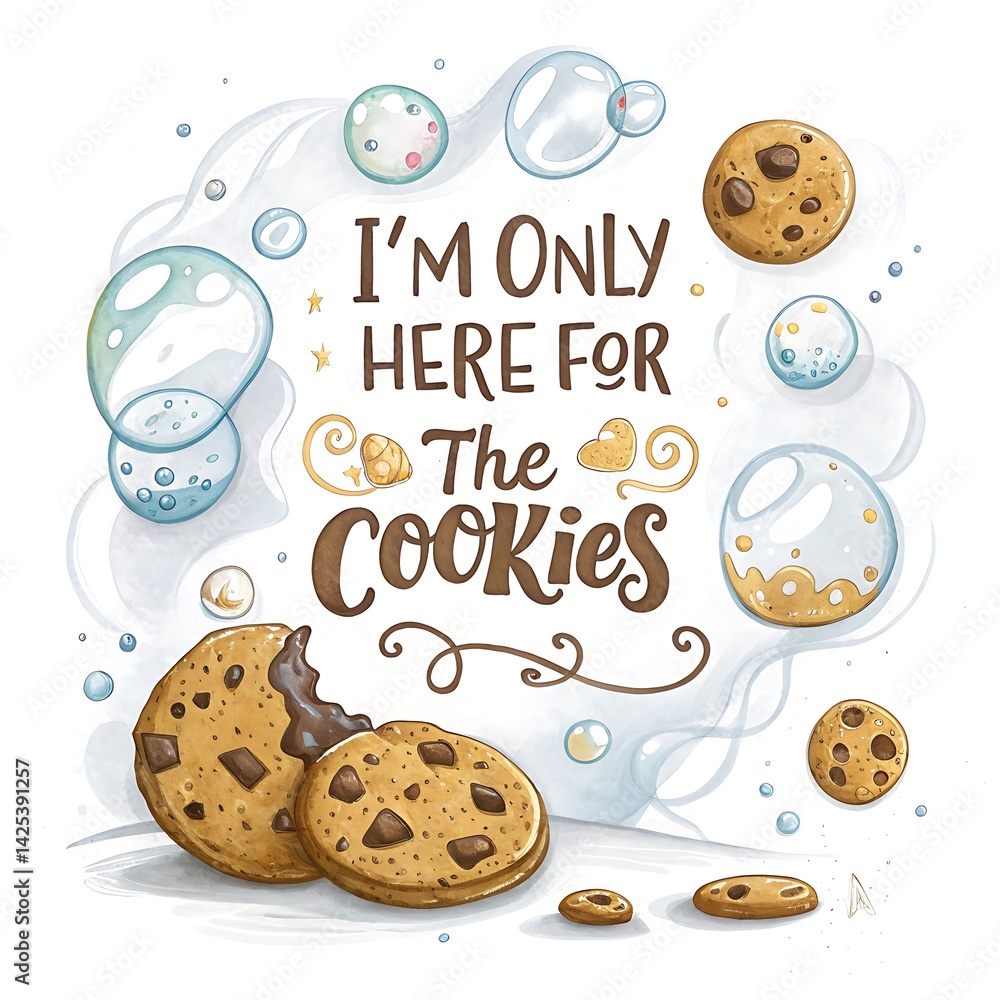 Drawing of a cookie with the words Drawing of a cookie with the words