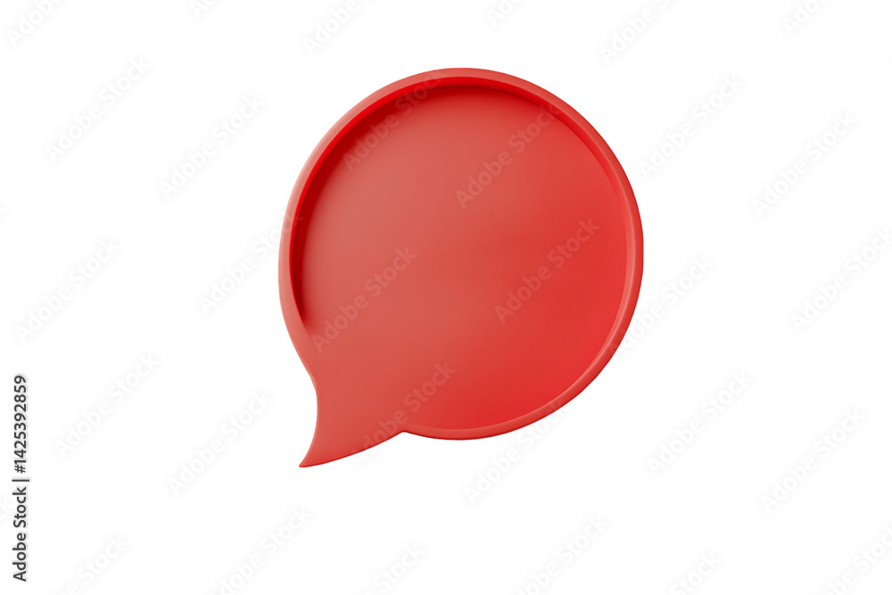 Red 3D Speech Bubble on Transparent Background, PNG Red 3D Speech Bubble on Transparent Background, PNG