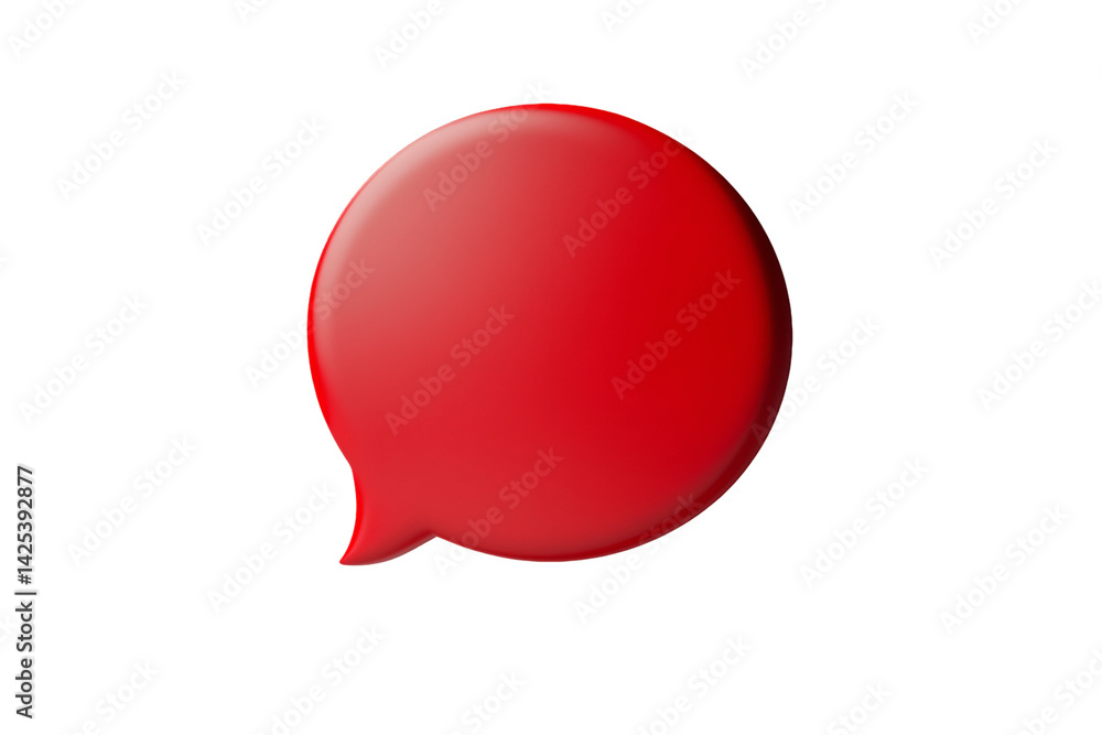 Red 3D Speech Bubble on Transparent Background, PNG Red 3D Speech Bubble on Transparent Background, PNG