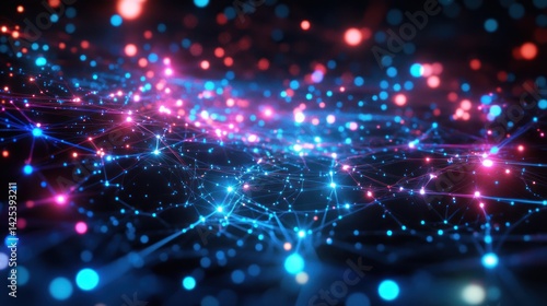 Wallpaper Mural Interconnected Network of Luminous Nodes and Lines in Deep Space Visualization Torontodigital.ca