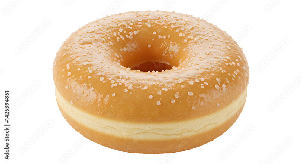 Delicious Donut with Sweet Glaze and Sprinkled Sugar Crystals Delicious Donut with Sweet Glaze and Sprinkled Sugar Crystals
