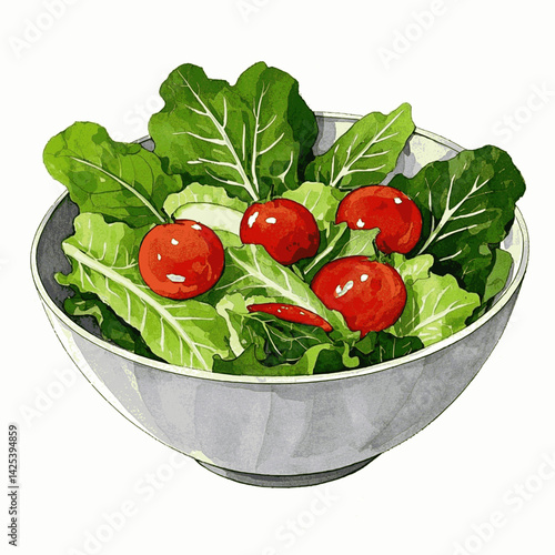 Leafy layers salad isolated watercolor vector illustration svg 