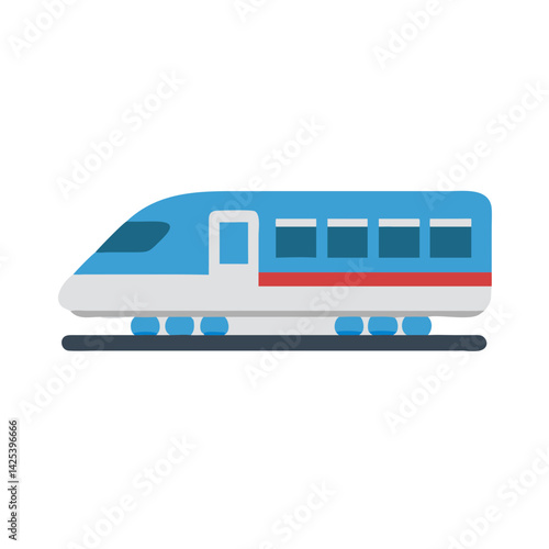 Cartoon High-Speed Train Illustration with Blue and White