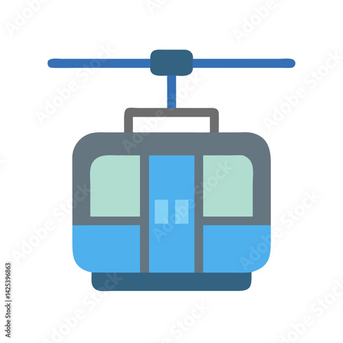 Blue Gondola or Cable Car, Vector Graphic Isolated