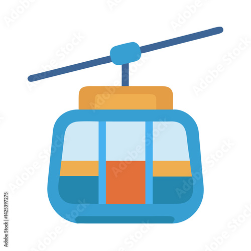 Colorful Cable Car Illustration on a Black Background