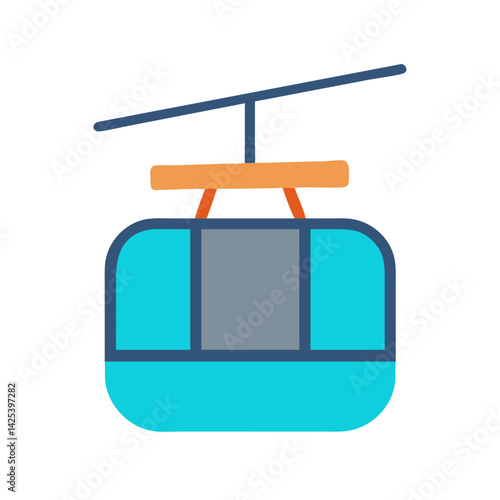 Simple blue cable car illustration on black background