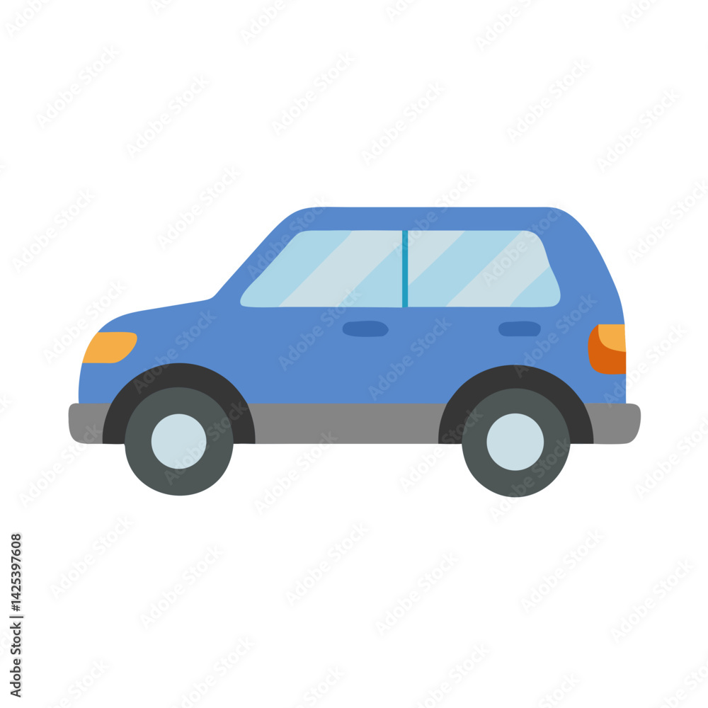 Blue Cartoon Car Illustration on Black Background Blue Cartoon Car Illustration on Black Background