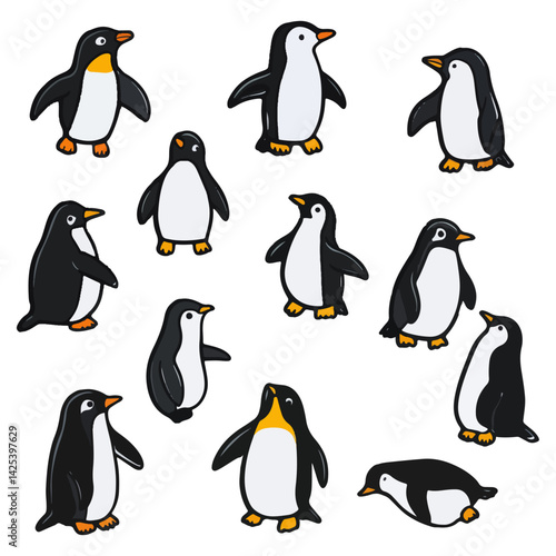 penguin, animal, vector, transparent background, various