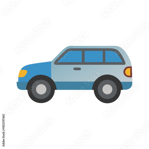 Blue SUV Illustration with Black Background, Vector Design