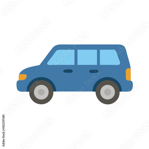 Blue SUV Car Vector Icon on Black Background