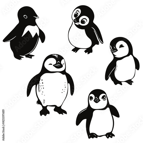 penguin, animal, vector, transparent background, various