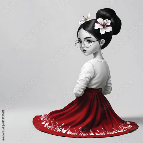 traditional dress for women illustration stock photos
