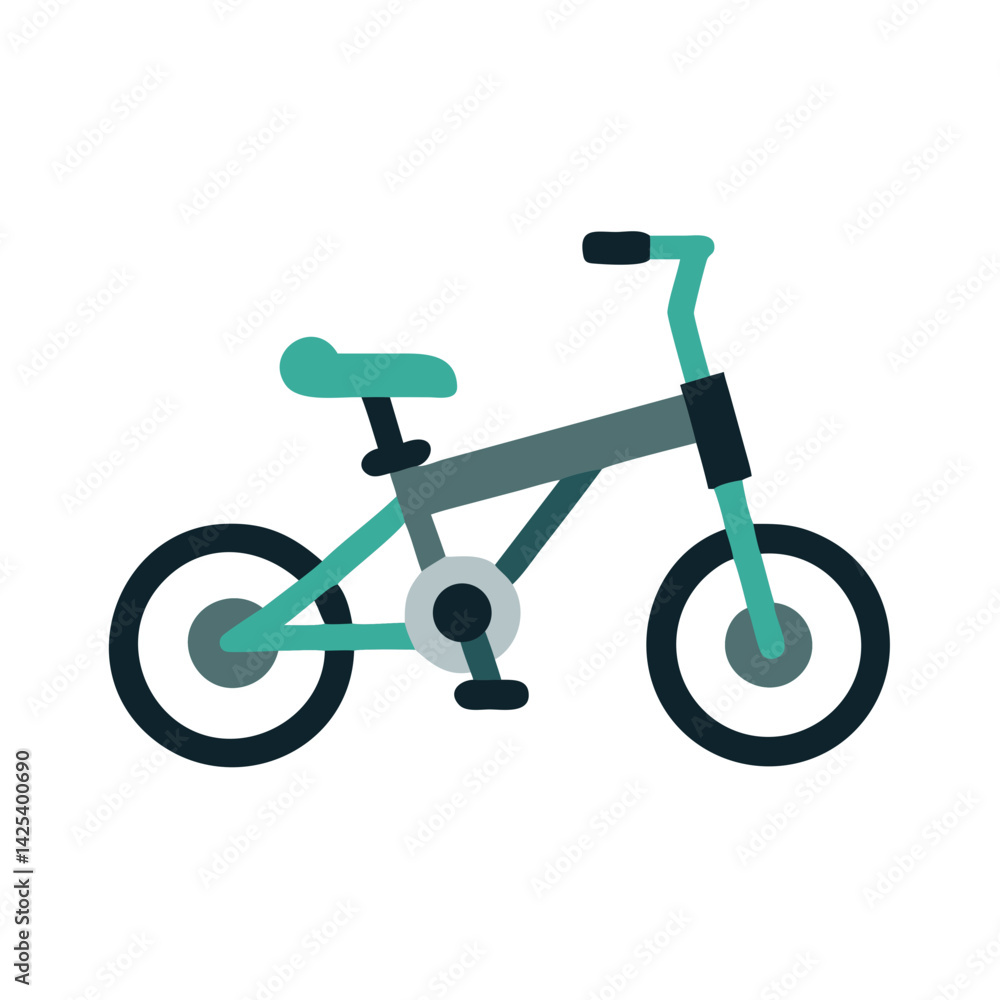 Stylized Illustration of a Turquoise and Gray Bicycle Stylized Illustration of a Turquoise and Gray Bicycle