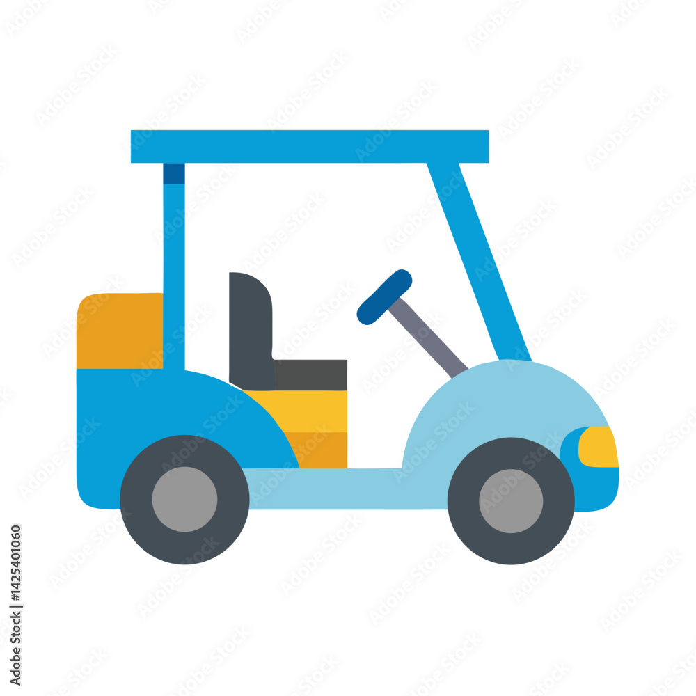 Illustration of a Blue and Yellow Golf Cart Illustration of a Blue and Yellow Golf Cart