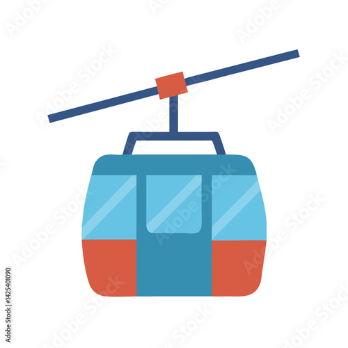 Cartoon illustration of a cable car on black background