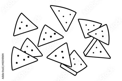 nachos line art modern abstract food vector illustration
