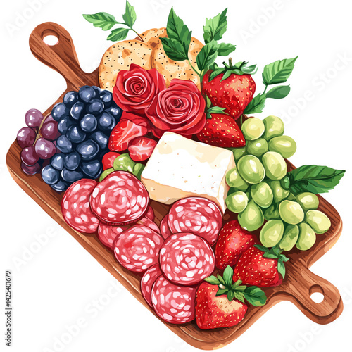 Charcuterie and Fruit Fusion Board with Salami Roses