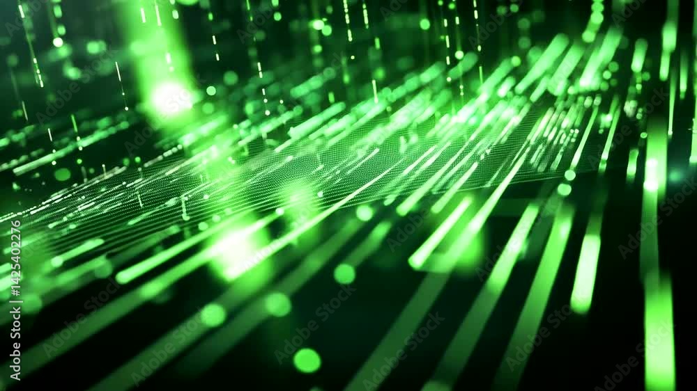 Abstract green light trails creating a digital atmosphere Abstract green light trails creating a digital atmosphere