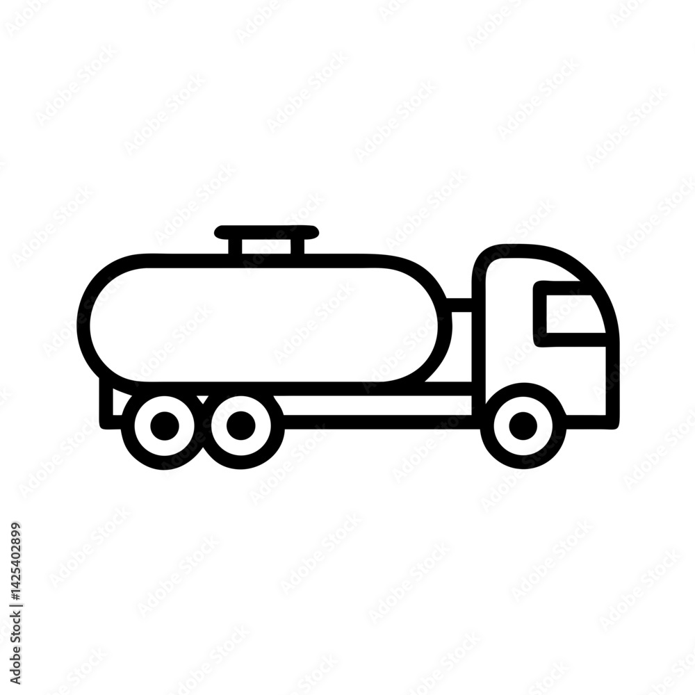 Fuel Tanker Truck Icon in Simple Line Art Style Fuel Tanker Truck Icon in Simple Line Art Style