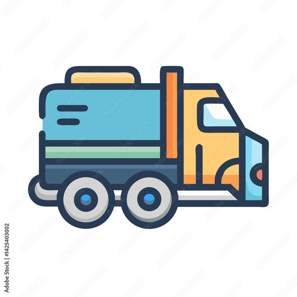 Naklejka premium Modern Cartoon Tanker Truck Illustration on Black Background