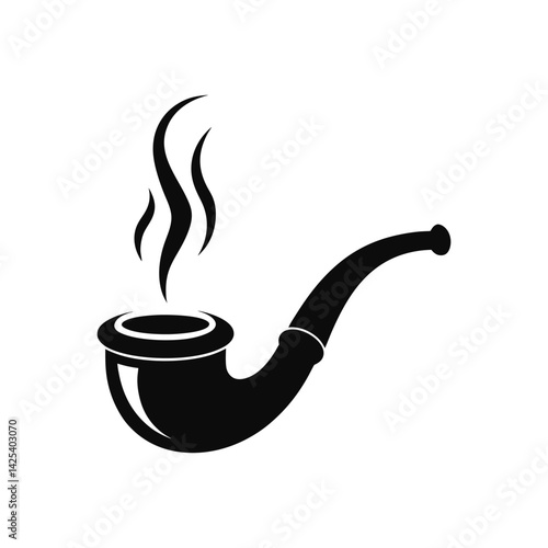 smoking pipe icon of silhouette vector illustration on white background
