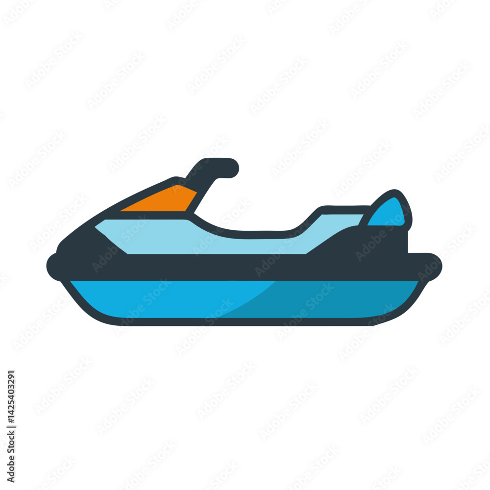 Fototapeta premium Cartoon watercraft jet ski on a black background