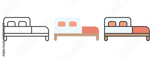 A minimalistic vector illustration of a bed icon perfect for use in a real estate app, furniture e-commerce site, hotel booking website, interior design project, etc.