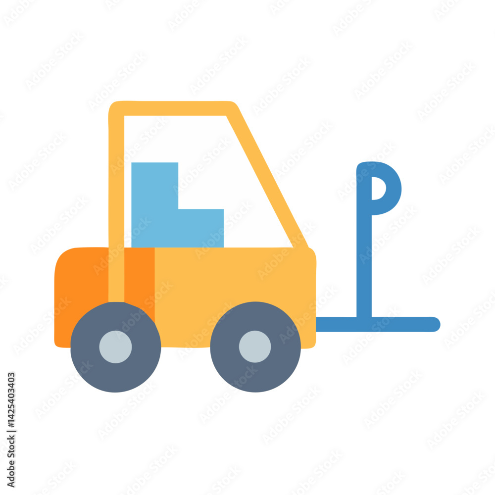Minimalist illustration of forklift on black background Minimalist illustration of forklift on black background