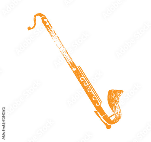 Textured Bass clarinet. Music festival poster. Wind musical instruments. 