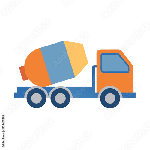 Cartoon Cement Mixer Truck Illustration on Black Background