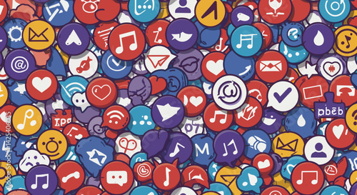 A vibrant mosaic of cartoonstyle app icons overlaps creating a colorful visual tapestry