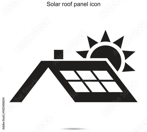  Solar roof panel icon