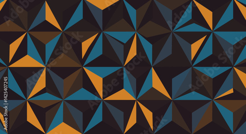Geometric tessellation featuring threedimensional starlike shapes with alternating colors