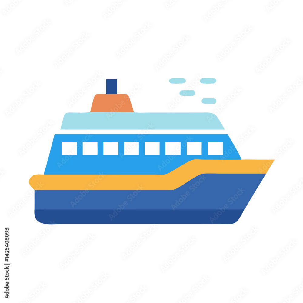 Blue and Yellow Modern Ferry Boat Vector Illustration Blue and Yellow Modern Ferry Boat Vector Illustration