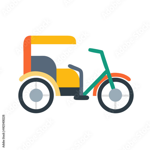 Colorful Vector Auto Rickshaw Illustration on Black Background