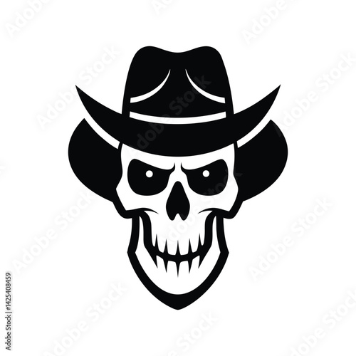 Cowboy Skull icon of silhouette vector illustration