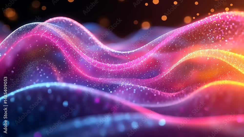 Abstract vibrant wavy lines with glowing particles Abstract vibrant wavy lines with glowing particles