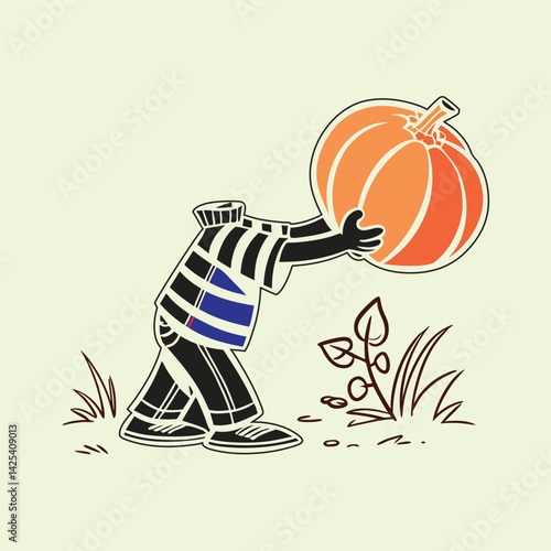 Headless pumpkin man stock vector art