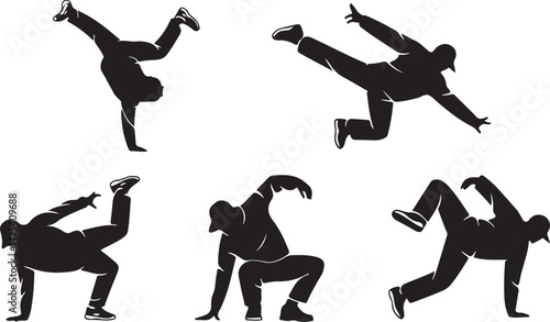 Breakdance Silhouette Illustration, Urban Street Dance Vector Art, Hip Hop Movement Design, Energetic Dance Pose Graphic
