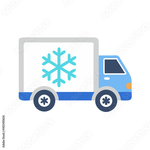 Frozen food delivery truck vector illustration on black