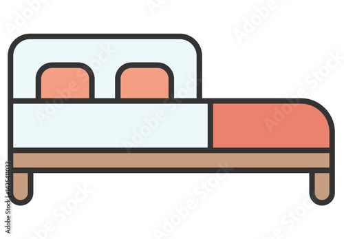 A minimalistic vector illustration of a bed icon perfect for use in a real estate app, furniture e-commerce site, hotel booking website, interior design project, etc.