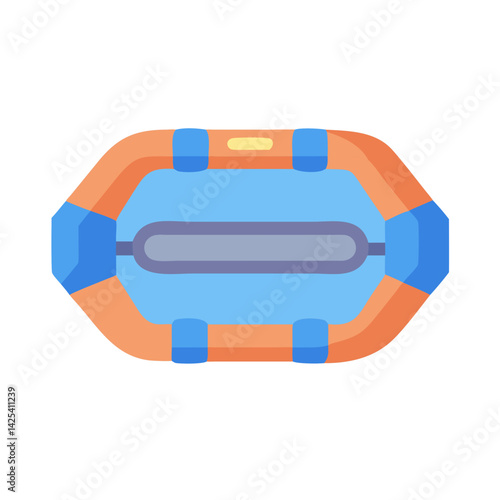 Inflatable river raft vector illustration on black background