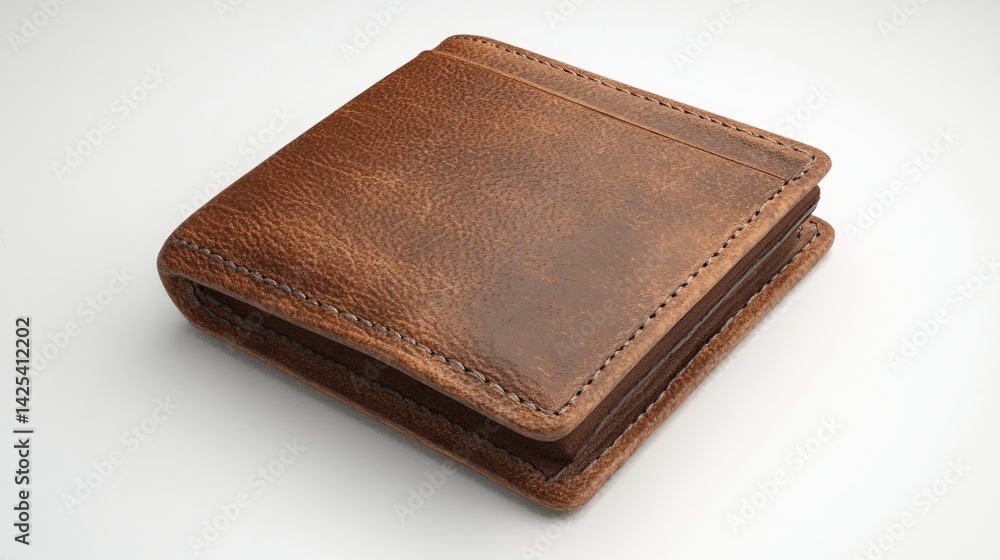 Brown leather wallet studio shot, white background Brown leather wallet studio shot, white background