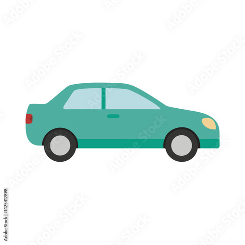 Teal Car Illustration on a Black Background