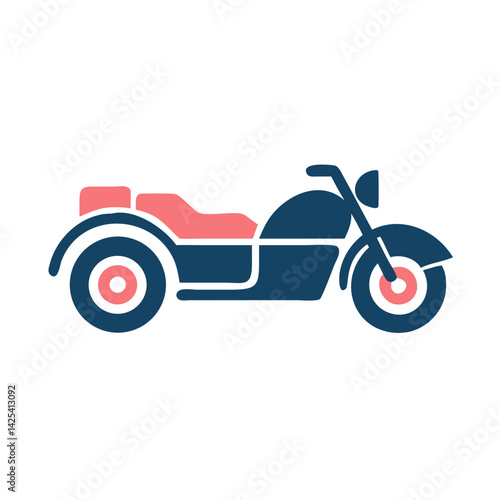 Vintage Trike Motorcycle Isolated Vector Illustration with Retro Style