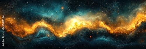 Dramatic Nebula Formation Shining Brightly with Stars in Space Abstract